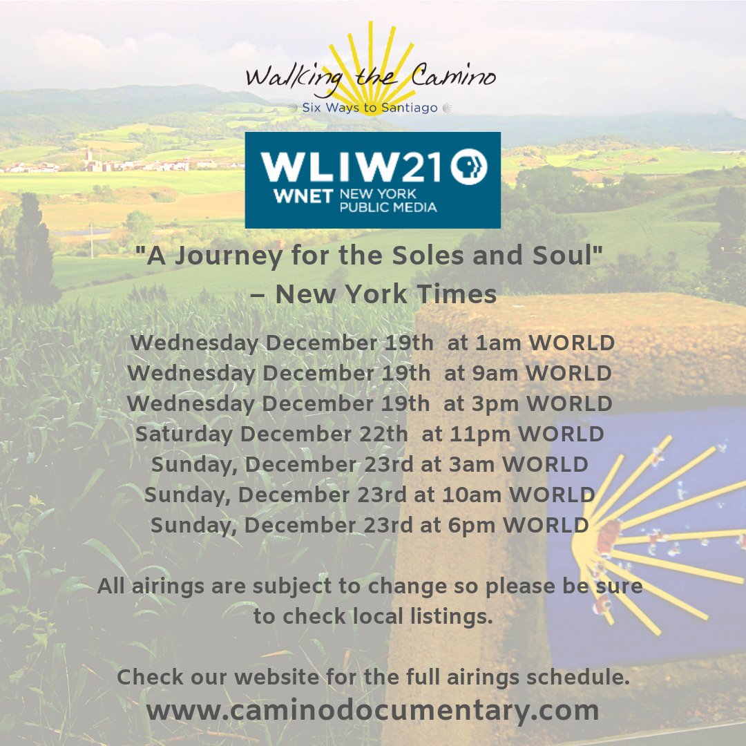 Catch us on <a href="/wliw21/">WLIW21</a>! 

#americanpilgrimsonthecamino #pbs #newyork #longisland <a href="/worldchannel/">WORLD</a> #walkingthecamino #caminodesantiago #spiritualjourney #pilgrimage #makethepilgrimage #pilgrimageoftheheart #tourspain
