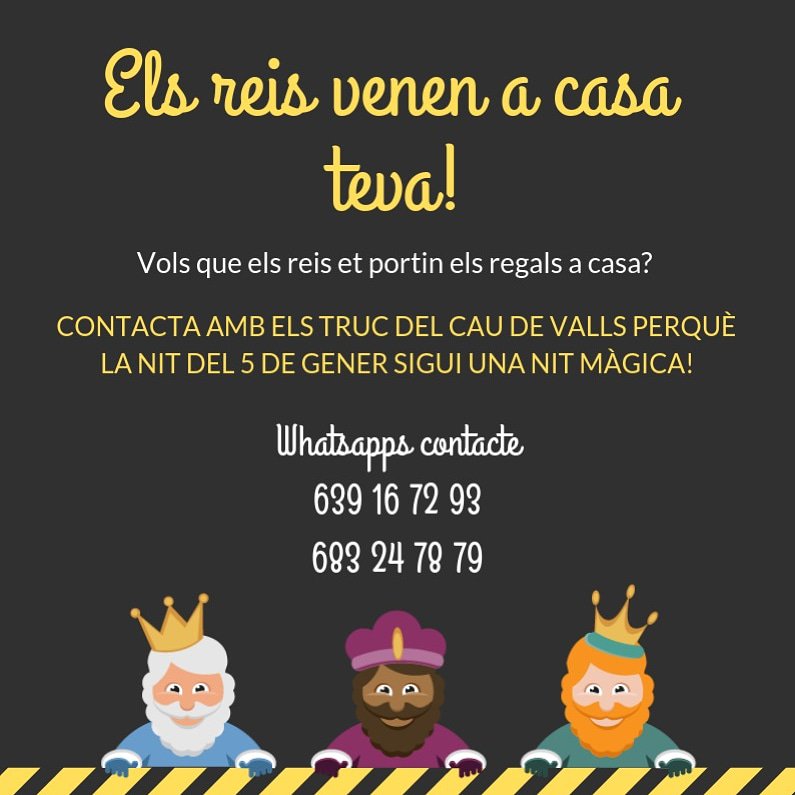 CaudeValls's tweet photo. Si voleu que els reis us visitin a casa, poseu-vos en contacte! 🎁🎄👑👑👑 https://t.co/wlKnE4n0xF