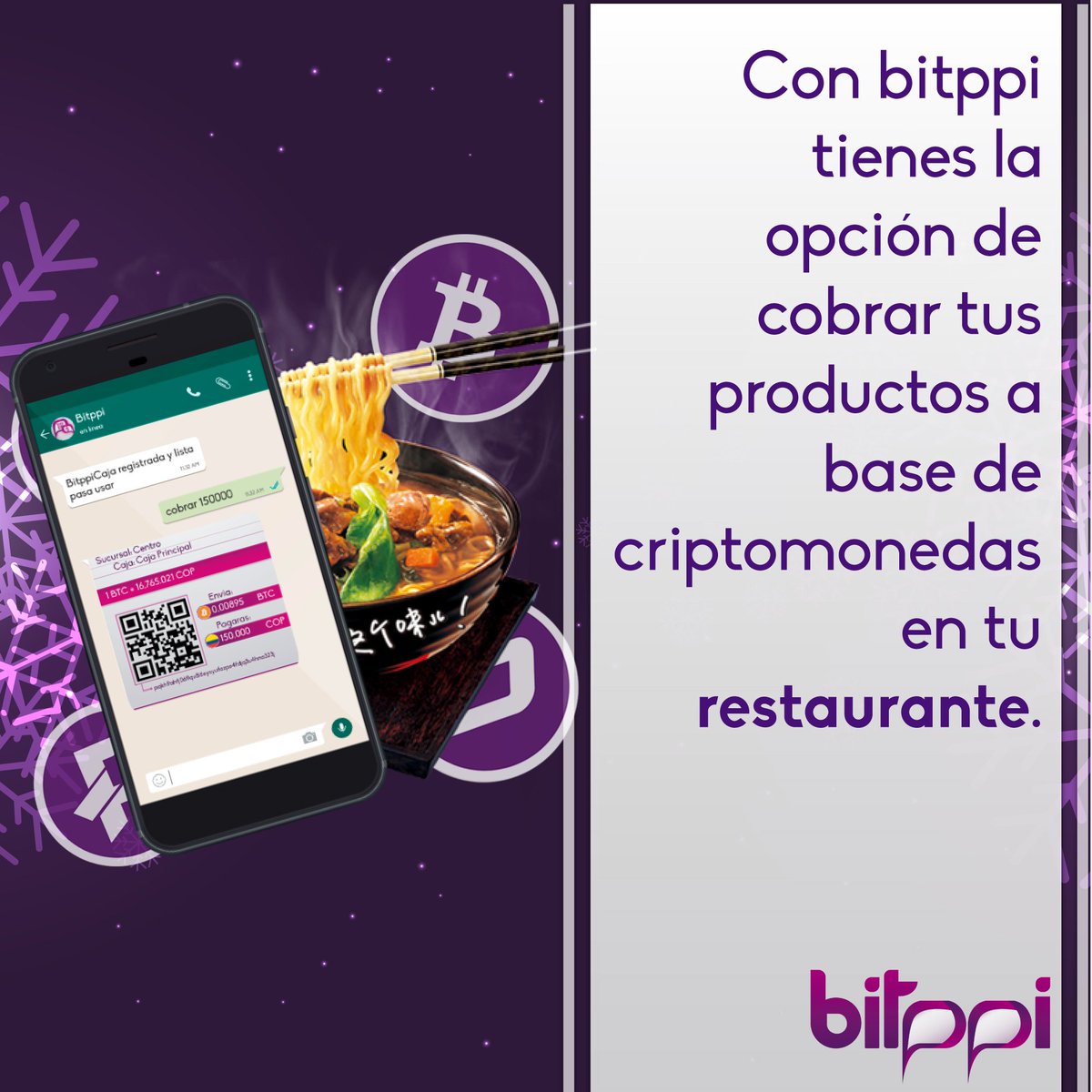 Bitppi's tweet image. 🍱 Sabias que en tu restaurante, por medio de Bitppi podrás cobrar tus productos a base de criptomonedas. 🍜

#Bitppi #cúcuta #restaurante #comida #almuerzo #cena #vino #cerveza #sushi #parrillas #gourmet #food #yummy #dinner #lunch #fresh #delicious #hot #pasta #ejecutivo #creps