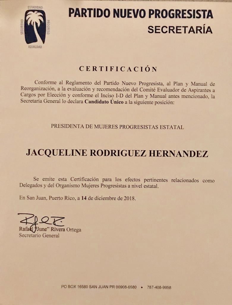 jackierodrz25's tweet photo. Gracias a todas las Mujeres Progresistas que apoyaron y se hicieron parte del Nuevo Movimiento de Mujeres del @pnp_pr! Debidamente certificada esta servidora y toda su plancha! Tu Nueva Presidenta 🙋🏾‍♀️! #MujeresQueTrabajan #TodasSomosUna https://t.co/ZHn7kmQ3r5