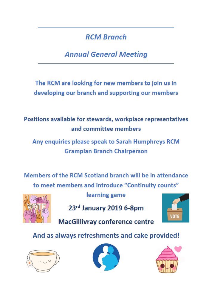 RCMGrampian's tweet photo. RCM GRAMPIAN AGM. All welcome. Come play the ‘continuity of carer’ game and vote in next years comittee. https://t.co/s64UWhrSBE