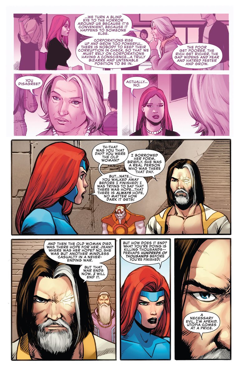 phoenixsource's tweet image. "I was trying to say that there was hope... that there is always hope, no matter how dark it gets!"
—Jean and Nate Grey in Uncanny X-Men(2018) #6