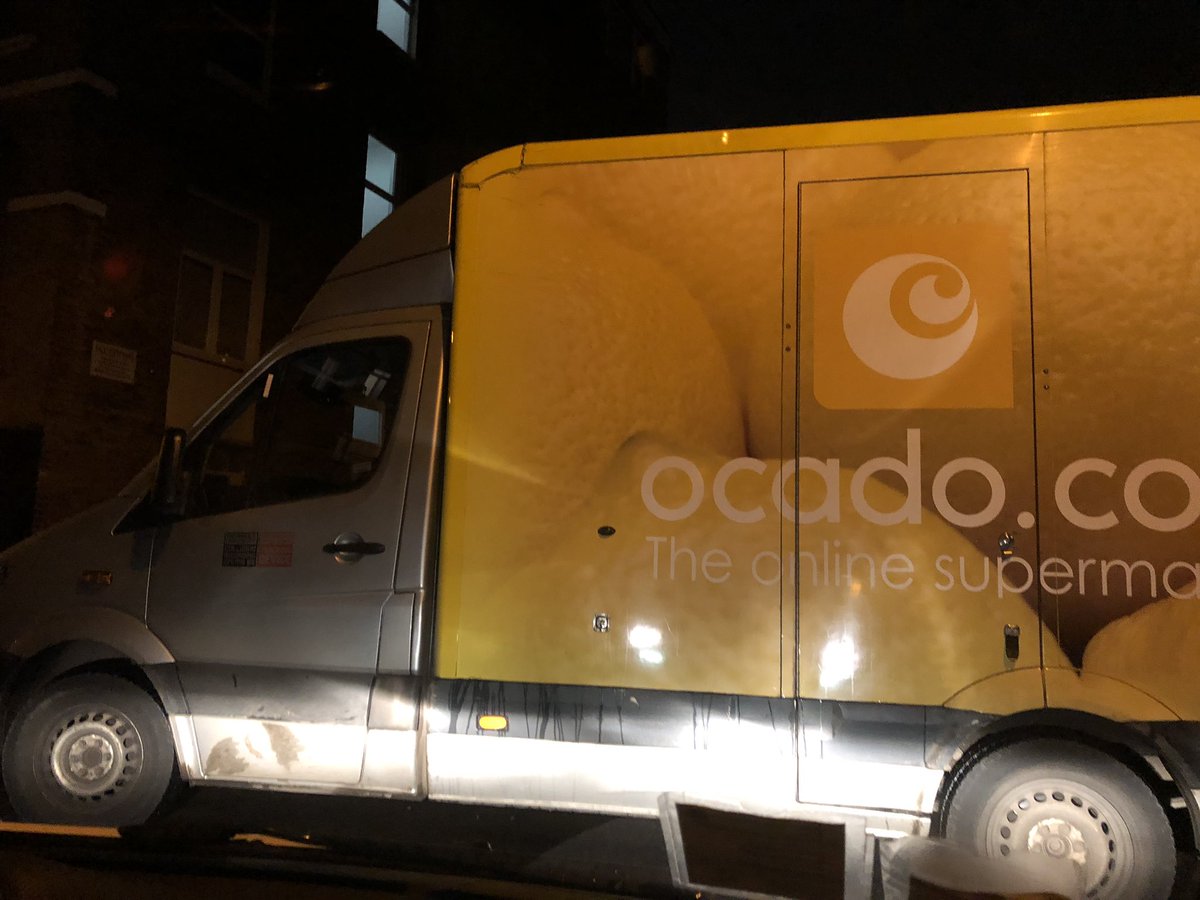 lucyoliverwelsh's tweet photo. @Ocado I was very surprised by how rude your driver was this eve - after blocking entry and exit to my car park for half an hour..😱 he wasn’t even delivering to my building !!! https://t.co/vvcU7UDsQU
