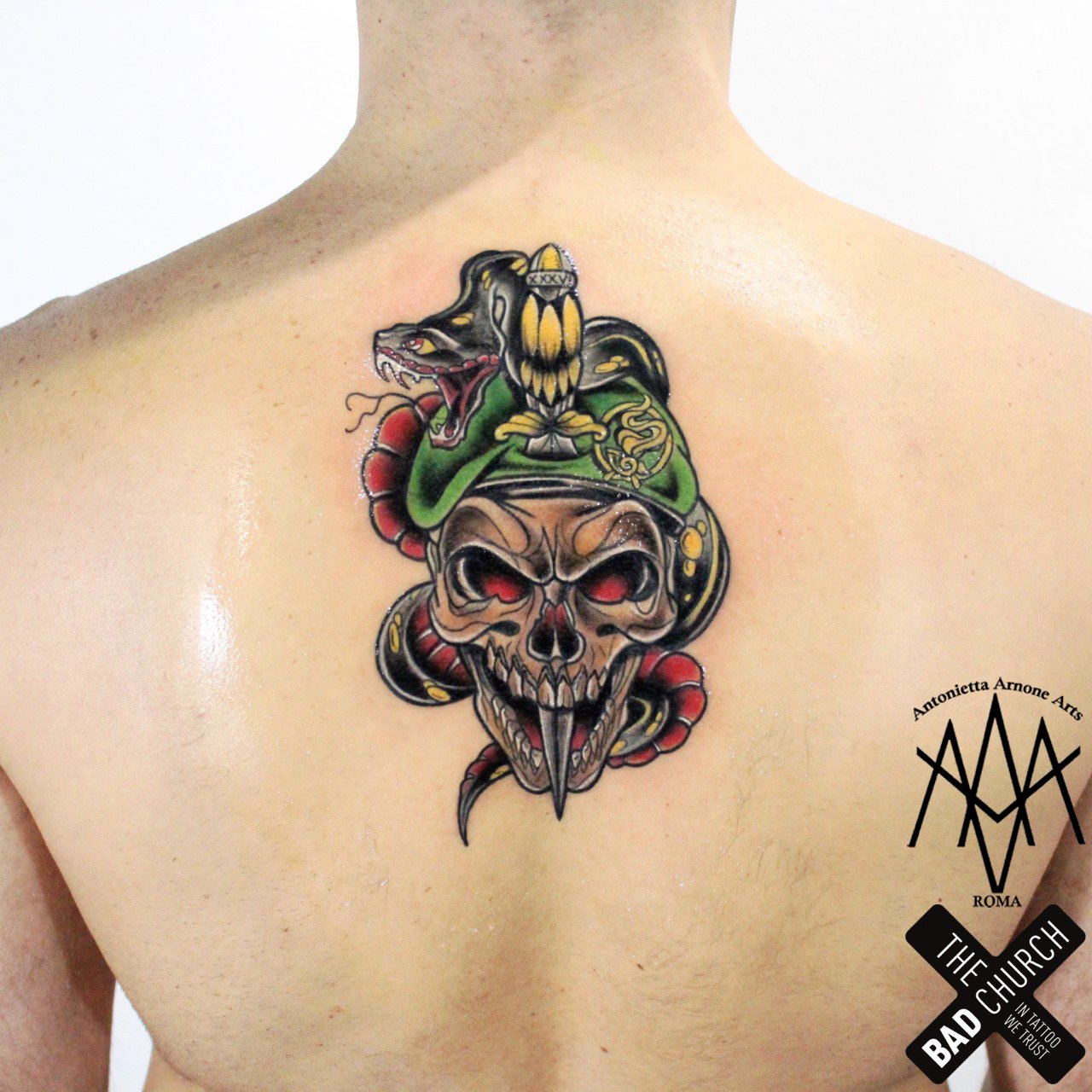 Skull & Japanese Miyabi knife done by Volken @ Old Bastard's Tattoo in  Cluj-Napoca, Romania : r/tattoos