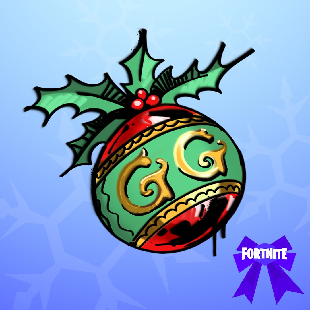 Decorate in style! 🎄 Complete the first 14 Days of Fortnite Challenge to earn the GG Ornament Spray.