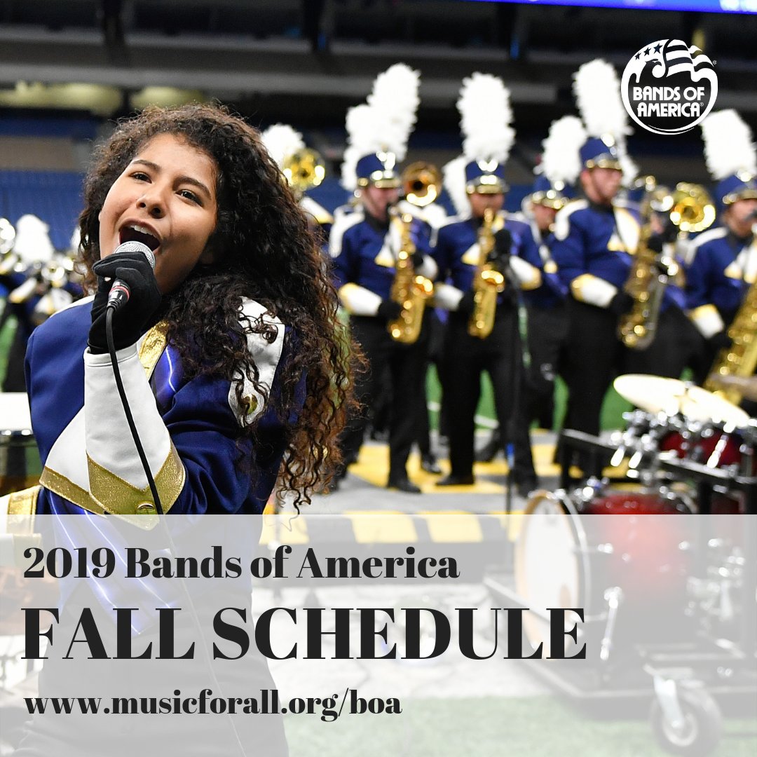 BANDSOFAMERICA's tweet photo. The moment you've been waiting for has arrived! The full 2019 schedule is now available at https://t.co/BT0CX0Ahum. 

We are excited to head to Iowa for the first first time and to return to the Virginia area for the first time in over three decades! #boa2019 https://t.co/wdGeWdjns0
