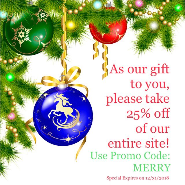 HorseDiffColor's tweet image. Merry Christmas from all of us! As our gift to you, take 25% off entire site before 12/31/18 using #PromoCode #Merry #BarnDoor #Handles #EquestrianHolidays