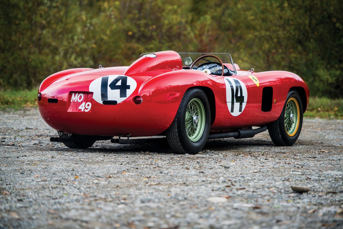 Take2theRoad's tweet photo. Stunning #Ferrari290MM Sells for $22m at RM Sotheby’s inaugural Petersen Automotive Museum Sale. It was driven by Juan Manuel Fangio, Phil Hill, Peter Collins, Wolfgang von Trips, Olivier Gendebien, Eugenio Castellotti &amp; Sir Stirling Moss! What a lineup!

https://t.co/BEWWQYIhTq https://t.co/a3GAOYp9ei