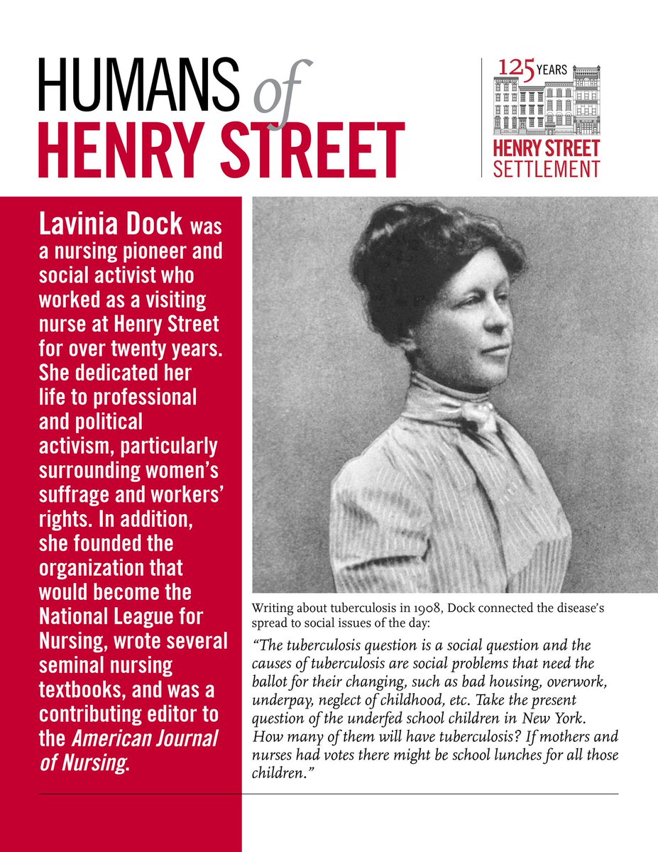 HenryStreet's tweet photo. Today's #HumansOfHenryStreet is Lavinia Dock, who worked as a visiting nurse at Henry Street at the turn of the century before founding the organization that would become @NLN. https://t.co/8PKvNy4Nsg