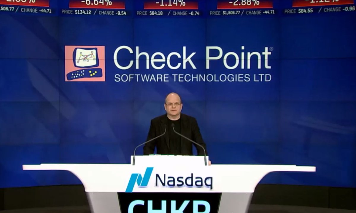 At <a href="/Nasdaq/">Nasdaq</a>'s closing bell, “We are honored to be here 22 years after we stood here for the first time, and to celebrate 25 years of securing the Internet. Check Point has not only grown with the Internet revolution, it has made it safe." Gil Shwed, CEO. bit.ly/1rtH7ad