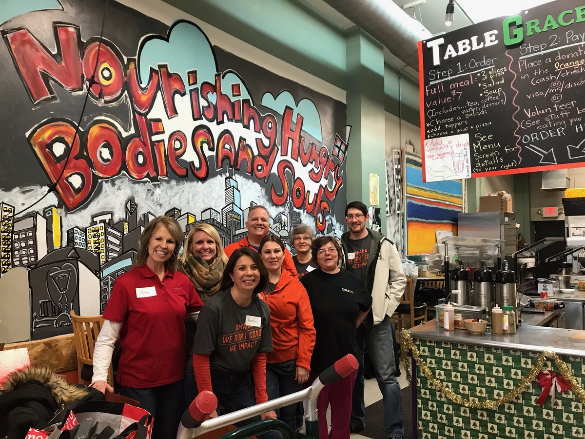 ArchOmahaSchool's tweet photo. It isn't every day you see a superintendent washing dishes at work! Our office spent the day volunteering @TableGraceCafe - what an experience! Our hearts are full (and our clothes are dirty;) Check this place out! #awakengreatness #24HOI #wedontcoast @OmahaChamber https://t.co/KO29Fmrcby