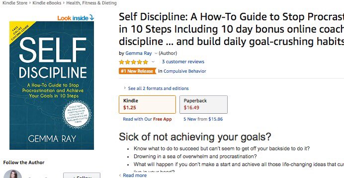 gemmadeeray's tweet image. Number 1 in a few more categories this week! I have absolutely loved getting my first book out and published. Mybook.to/selfdiscipline #selfpublished #selfdiscipline
