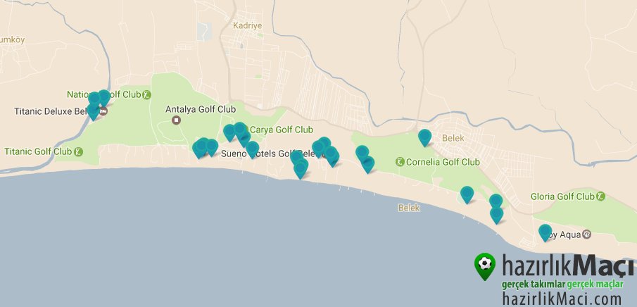 Карта белека с отелями