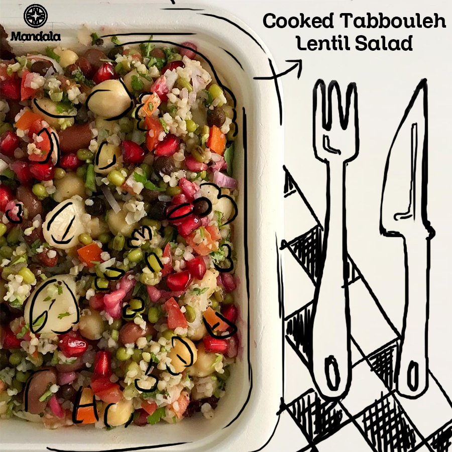 themandalalife's tweet photo. Get your dose of protein with the Cooked Tabbouleh Lentil Salad. With a mixture of sprouts, kidney beans, chickpeas, buckwheat, organic veggies with lemon, parsley, basil, garlic vinaigrette &amp; extra virgin oil this salad is flavorsome &amp; so fresh! Order: https://t.co/L0Ux0iL455 https://t.co/I9NbvVmuod