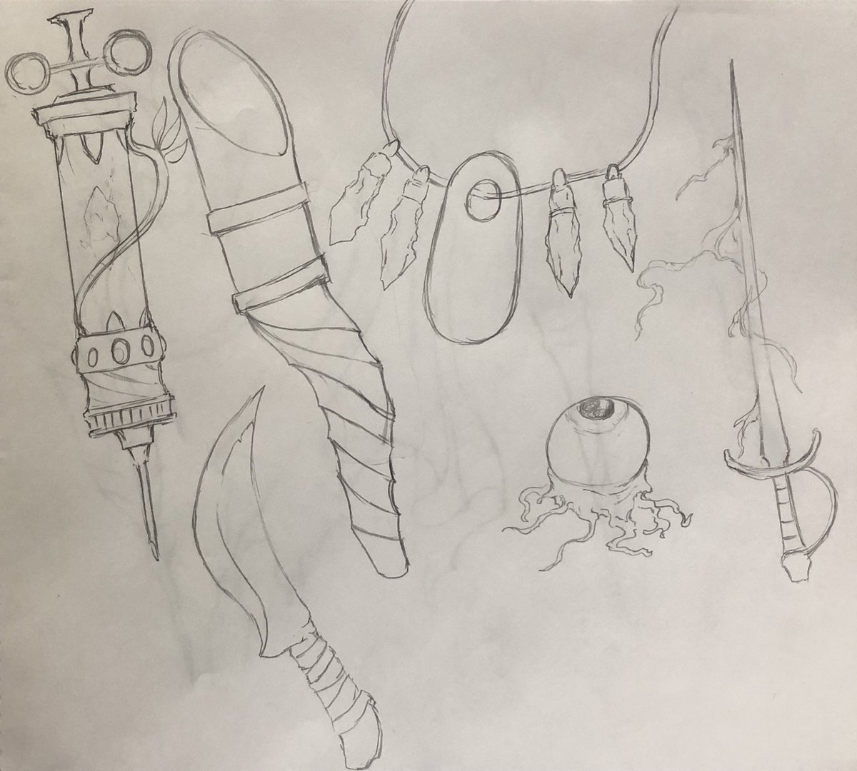 私、絵描きのオチカ!こっちはゲームで使う用のアイテムの下書き! 