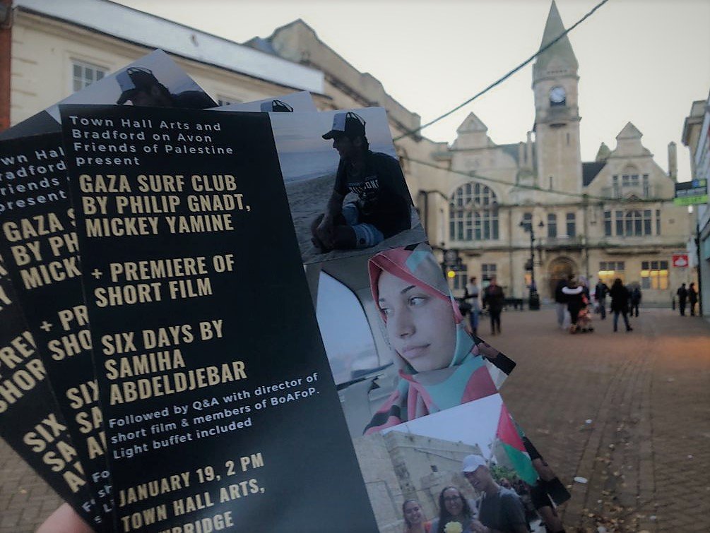 lorenapinom's tweet photo. Happy 2019🎉 After a short break... here I am organising the last film screening of #GettingTogetherThroughFilms Come and enjoy with us a double bill on Sat 19/01/19, 2pm @TownHallArts Starting with the premiere of short doc film #SixDays" + #GazaSurfClub #Trowbridge #Wiltshire https://t.co/qRQCsNDiKF