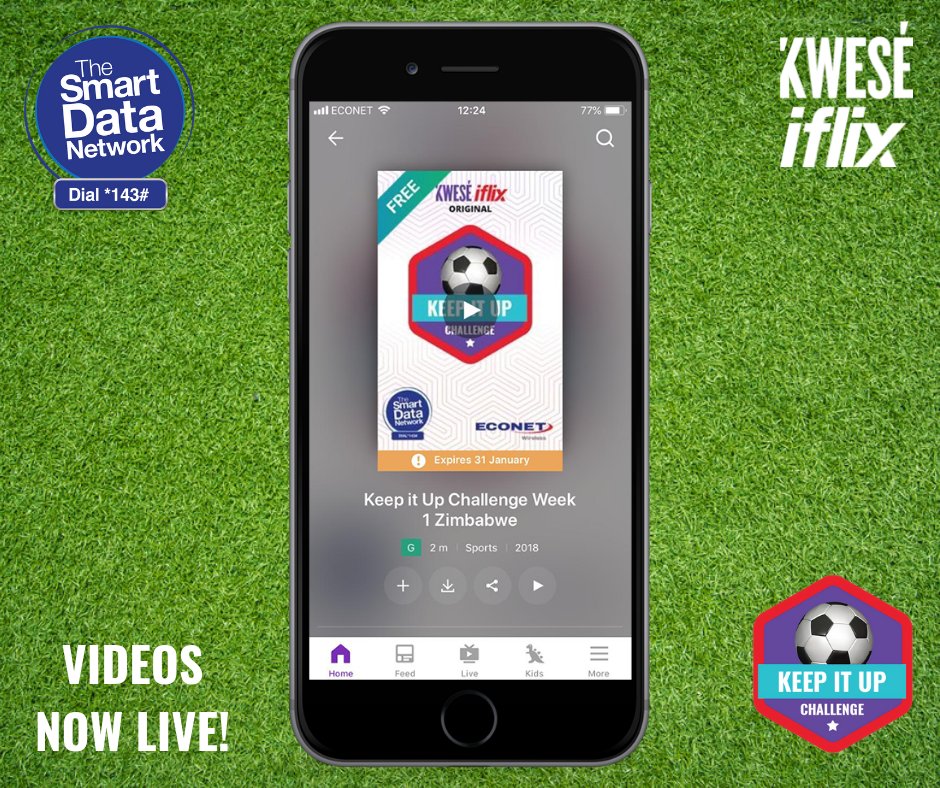 econetzimbabwe's tweet photo. Check out some of the videos from the #KeepItUpChallenge on the @iflixZW App! ⚽️
Have you entered yet?
Are you able to do more than 59 Keep It Ups?⚽️😃
To check out the videos open the #iflix App & search for "Keep It Up"
WhatsApp your video to 0786025045 today! ⚽️ https://t.co/pq2WY4GI0A