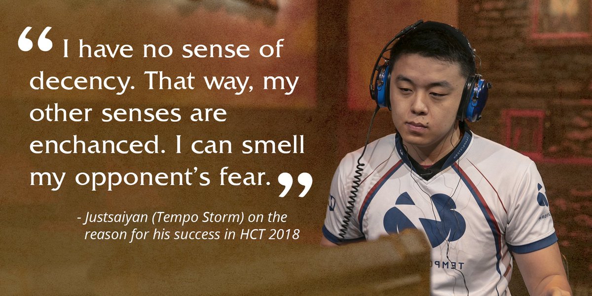 Incorrect_HS's tweet image. .@justsaiyanHS was kind enough to share with us his secret to success in HCT 2018. Be sure to cheer him on at the Hearthstone World Championship in April!

"I have no sense of decency. That way, my other senses are enhanced. I can smell my opponent's fear."