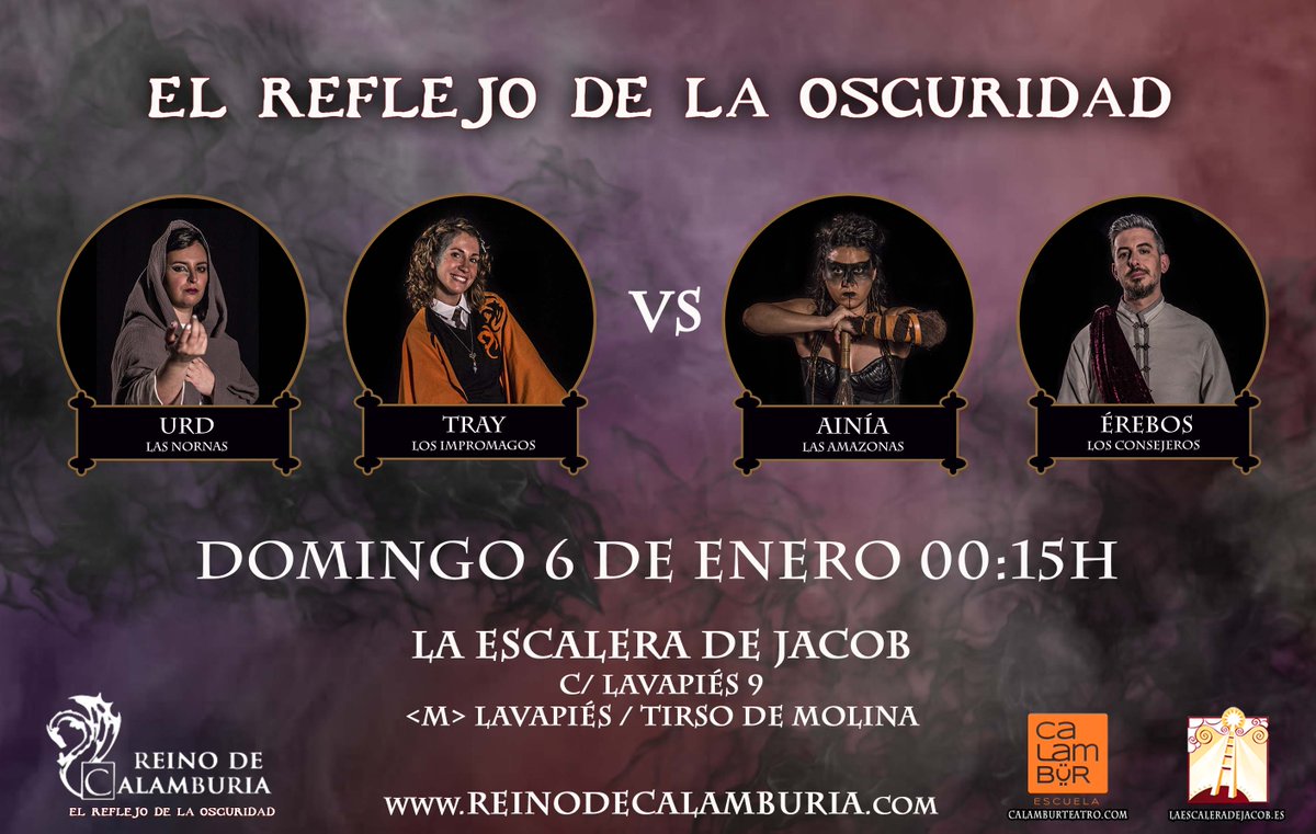 Calamburteatro's tweet photo. Este domingo ¡también hay combate en la @escalera_jacob ! Saca tu entrada y elige la pareja ganadora de esta batalla de improvisación #calamburia #impro
🎟️ https://t.co/NyxZTojUqG https://t.co/M84jWsIzyw
