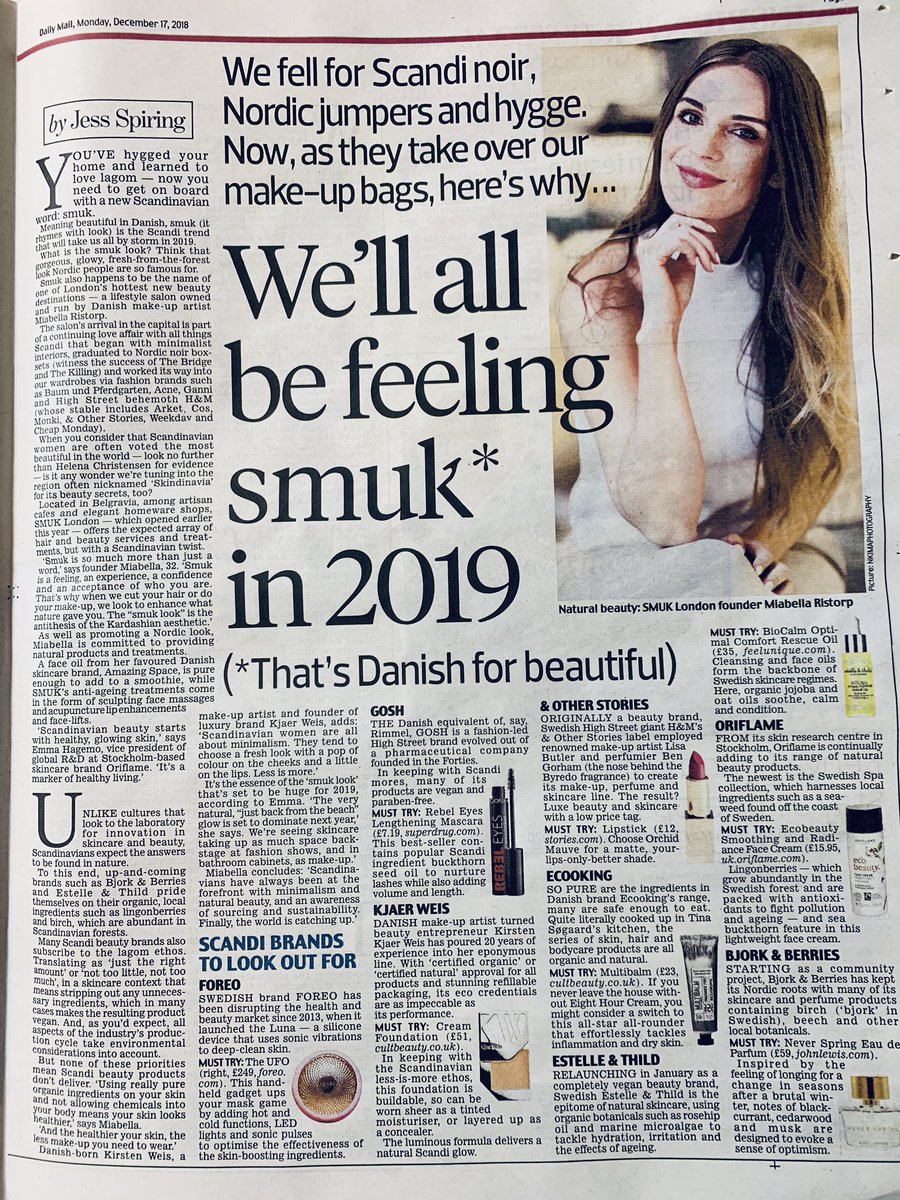 In case you missed it... we’ll all be feeling #SMUK in 2019. The word for #beautiful, the new #Scandi #trend - according to the <a href="/Femail/">Fake Email</a> <a href="/MailOnline/">Mail Online</a> - “what is #thesmuklook ? Think that gorgeous glowy fresh-from-the-forest look Nordic people are so famous for!” #Hygge #Belgravia