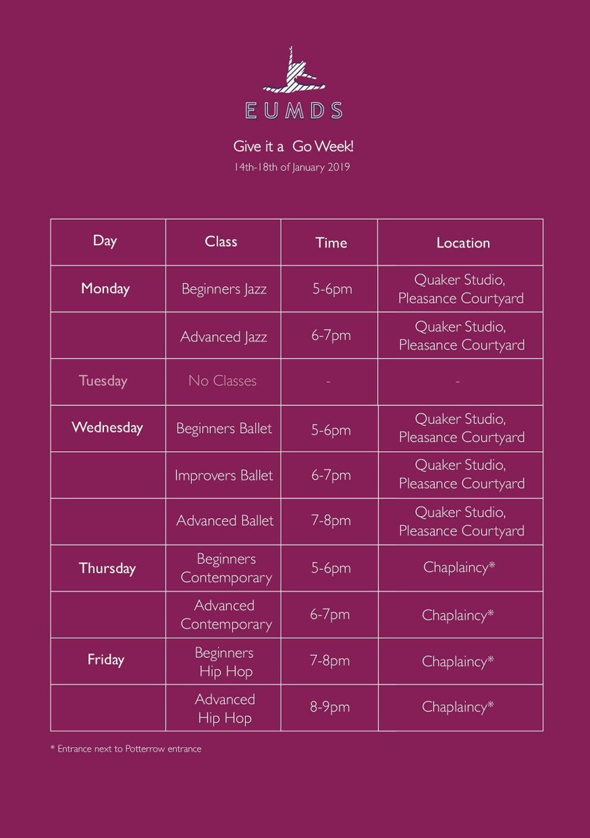 Classes start back on the 14th January with our Give it a Go week timetable! For the first week, ALL classes are FREE for EVERYONE so try out a new style or give that advanced class a go! #GiveItAGo