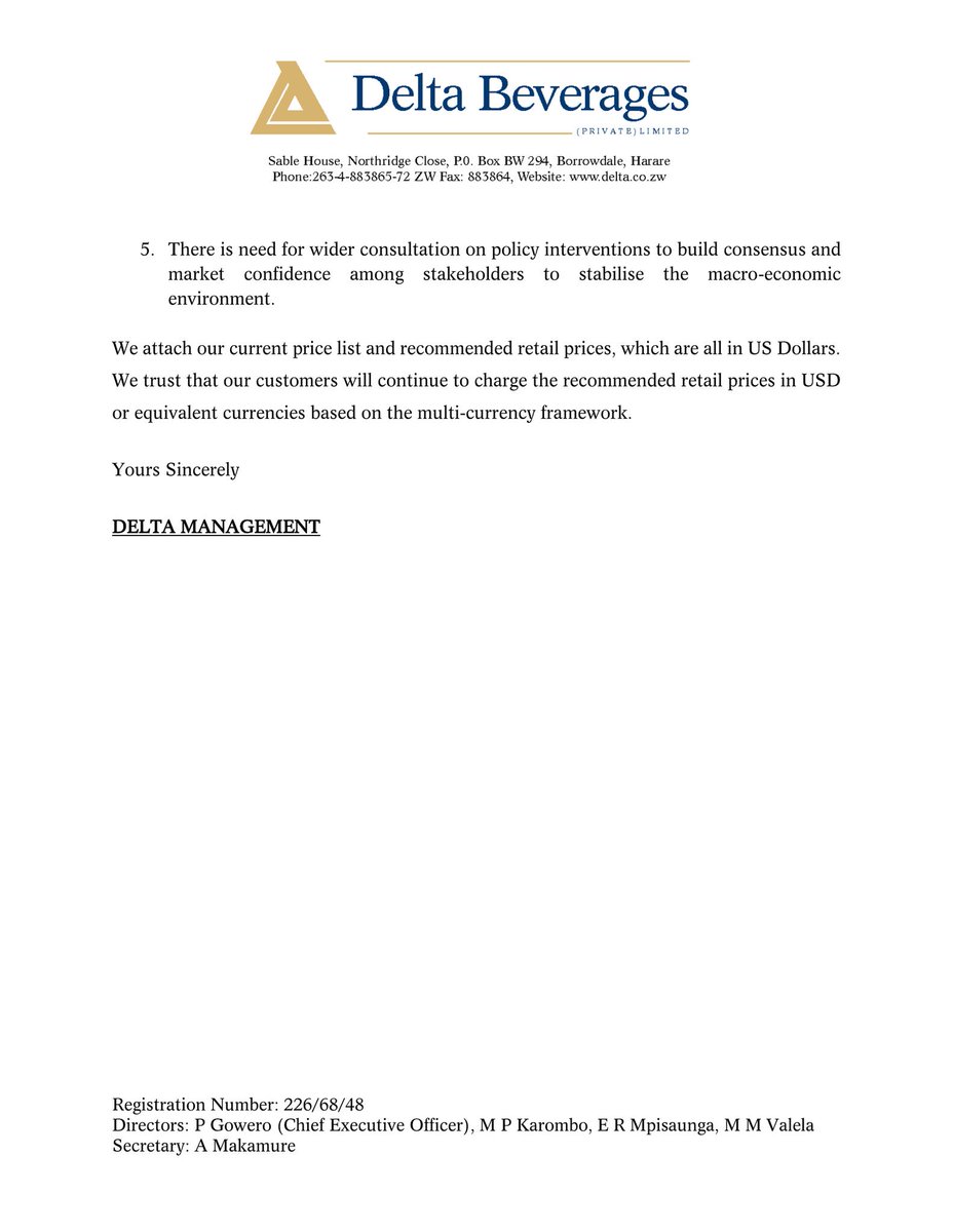 billy_zw's tweet image. @DeltaCorpZim announces USD wholesale and retail pricing only for product line. Only hard cash US $ accepted. Let's brace ourselves for tough times ahead 

#Zimbabwe #currencytrading #Bondnote