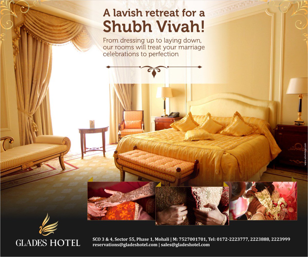Shubh Aarambh with Glades Hotel! Start off with an ever stylish aura for your big day and make cheerful memories.
Visit us @ bit.ly/2RKJPpJ
#CelebrateWithUs 
#Marriagecelebration #marriage #love #wedding #Gladeshotel #NewYear2019
