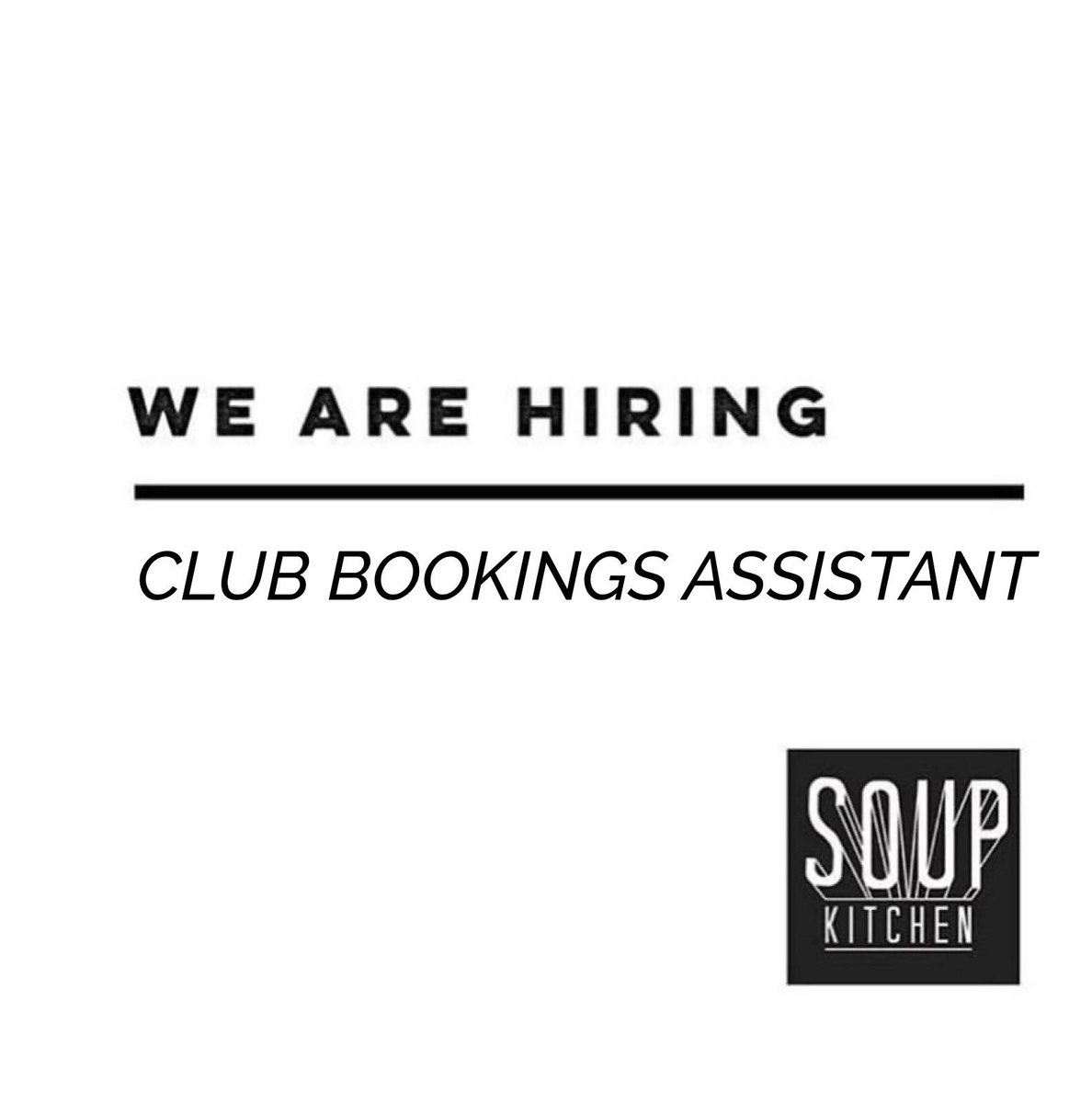soupmanchester's tweet image. We are hiring! Club Bookings Assistant position available, minimum 25 hours per week. Full details here tinyurl.com/ya4vju6t