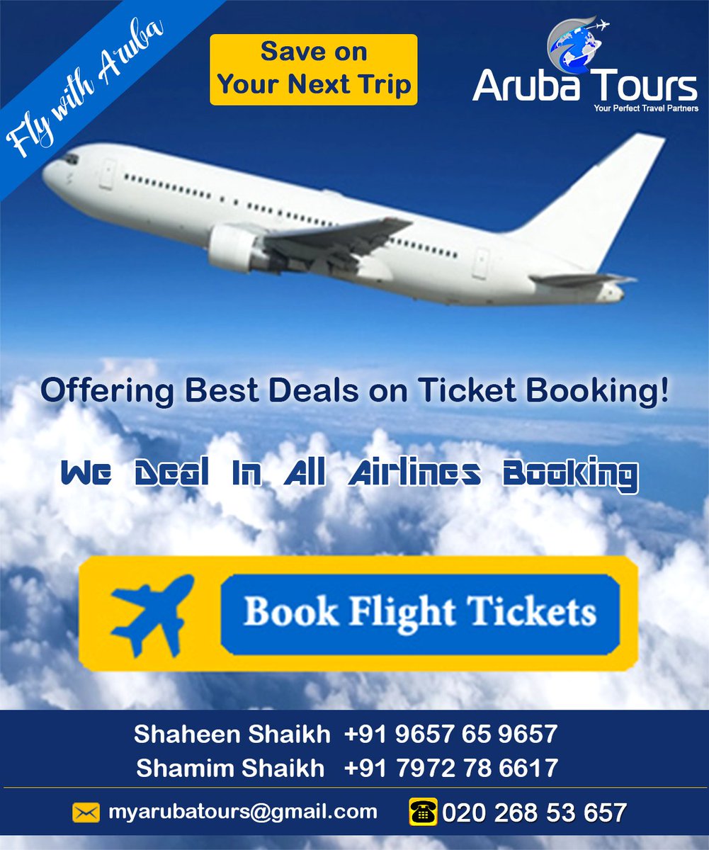 Book Flight Tickets Here & Save On Your Next Trip!

Deals in all airlines, Aruba is offering Best Deals on Ticket Booking!

#flightticket #flighttickets #flightticketsbooking #bookflighttickets #cheapflighttickets #airticket #airtickets #airticketsbooking #bookairtickets #travel