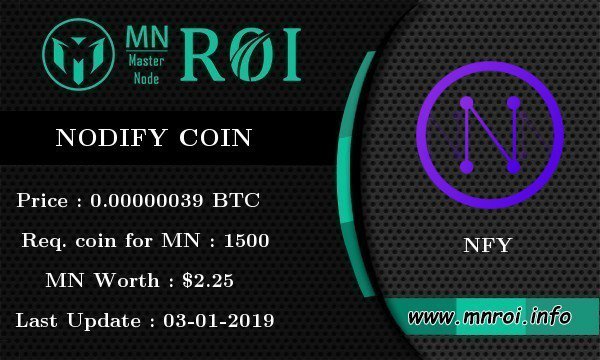 mnroi_info's tweet photo. NodifyCoin (NFY) has been added on Our Platform https://t.co/vdharGcsXo.
Check @nodifynetwork on https://t.co/8E12uh4yyQ
#Nodify #NFY #NodifyCoin #mnroi #Crypto #MasternodeMonitoring #Cryptocurrency #masternode #MNNotification https://t.co/ixsPh7QyiX