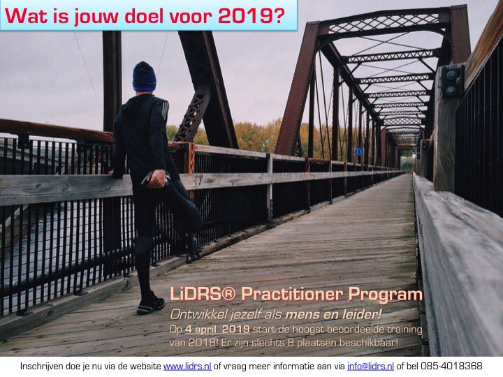 LiDRS_bv's tweet photo. Heb jij al een goed voornemen? Een voornemen waarbij je er niet alleen voor staat? Wat denk je van continue ontwikkeling als mens en leider?! Neem deel aan het LiDRS Practitioner Program. Er zijn maar 8 plaatsen beschikbaar dus zorg dat je er snel bij bent! #leiderschap #leaders https://t.co/x6jRP5iRp4