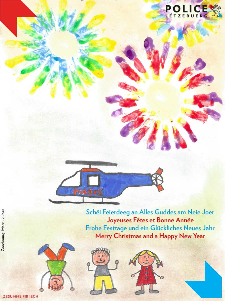 PoliceLux's tweet photo. Mir wënschen iech alles Guddes am neie Joer. 
#ZESUMMEFIRIECH

Nous vous souhaitons une bonne année 2019.
#ENSEMBLEPOURVOUS

Wir wünschen ihnen ein frohes neues Jahr.
#ZUSAMMENFÜREUCH https://t.co/9cPR4qcbk3