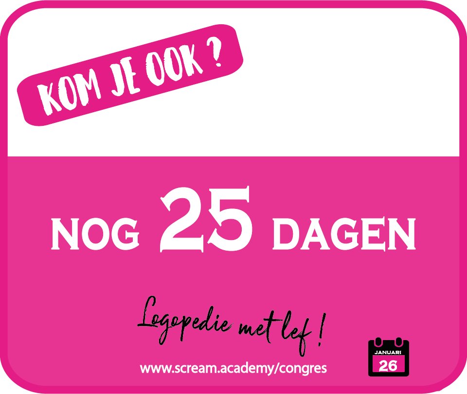 triplebdesign's tweet photo. Het aftellen is begonnen! Nog 25 dagen en het is zo ver: hét praktische logopedisch congres met een prachtig programma.
Nog geen kaartje? Bestel hier snel je ticket: https://t.co/jzfdsdZ62P.
#sacongres2019 #logopedie #screamcongres #lekkerpraktisch #logopediemetlef https://t.co/NeIPzKGBt2