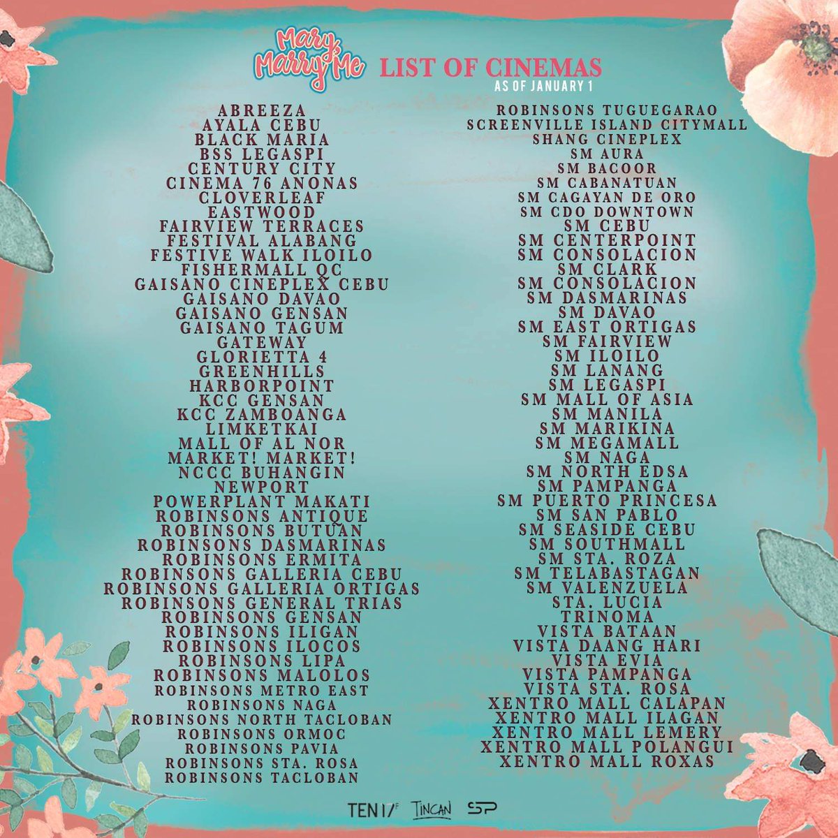 MORE MORE MORE CINEMAS for Mary, Marry Me
simula ngayong Bagong Taon! Wow!
Maraming, maraming, maraming salamat Sissums for all the love and support!
Nood na, ulit-ulitin pa ang pelikulang bida ang pamilya, at all-star sa family values! #marymarrymeday8 #mustwatchmarymarryme