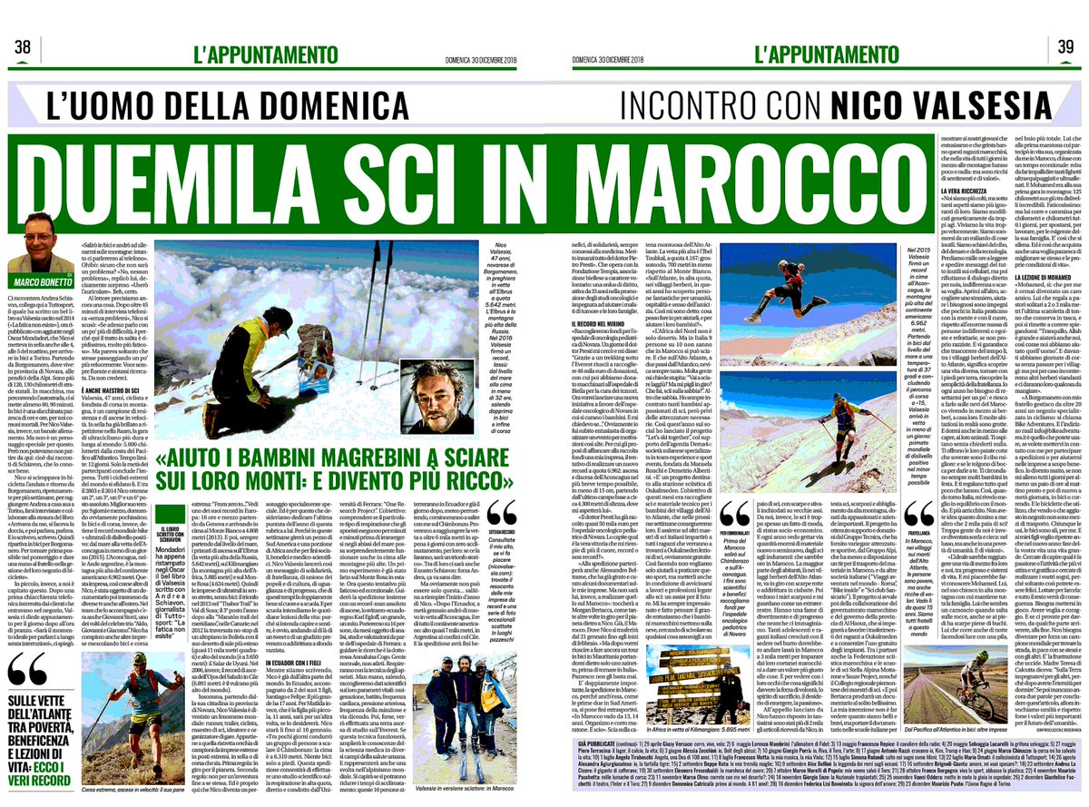 TheNicoValsesia's tweet photo. Che dire... grazie 🙏🏻 a Marco #Bonetto e a @tuttosport per questo splendido articolo su #LetSSkiTogether ⛷

#NicoValsesia 🚴🏻‍♂️ #LaFaticaNonEsiste 
🎿 #SciPerTutti 🇲🇦 #Tuttosport https://t.co/LfXVKMyL3v