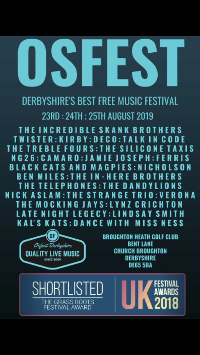 We’ll be playing the wonderful <a href="/OsfestDerby/">#OSFESTDERBY</a> again this year! Look at this lovely line up! See you there!!