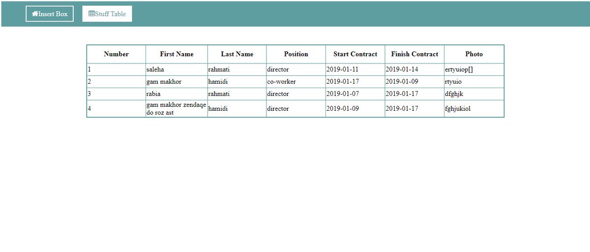 Saleha_Rahmati's tweet photo. Second practice work about getting data, saving in JSON file and showing them in table data.
@CodeToInspire 
#fullstuck https://t.co/exZIJgRSXN
