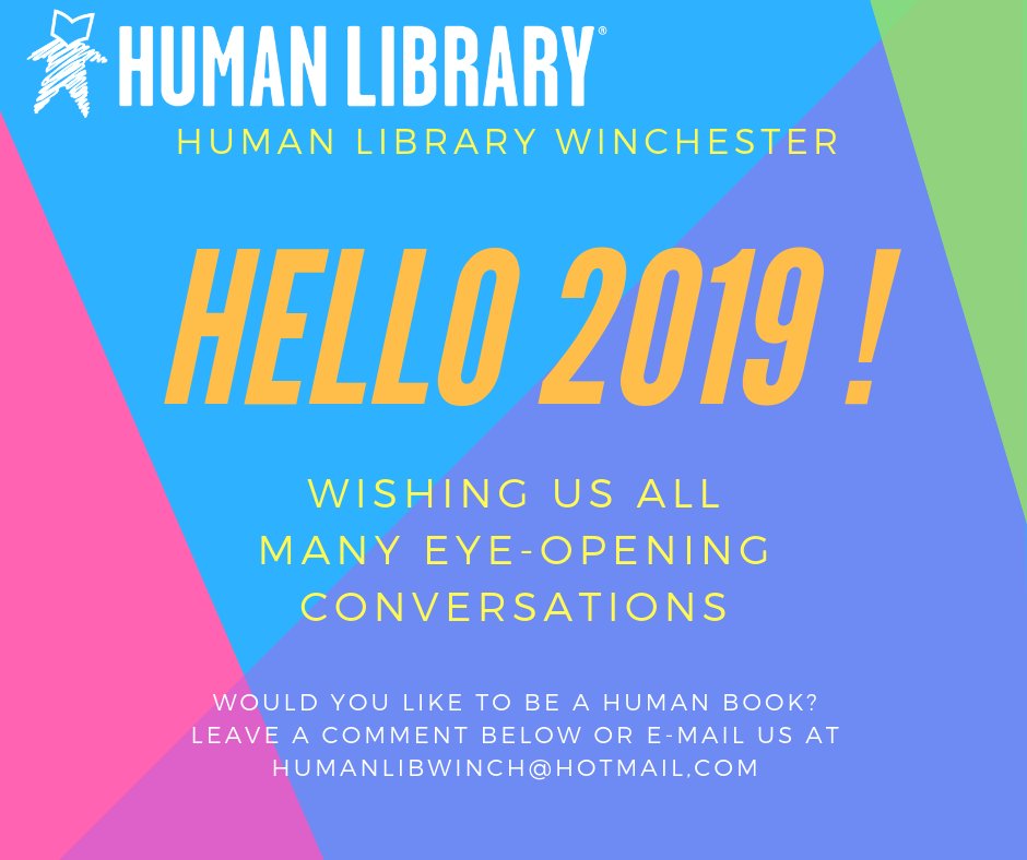humanlibwinch's tweet image. Happy New year everyone!

#HumanLibrary is coming back to Winchester on March 22-23, to challenge prejudice one conversation at a time.

We&apos;re always looking for new titles, so get in touch if you&apos;re interested in becoming a #HumanBook

#NewYears2019 #RealPeopleRealConversations