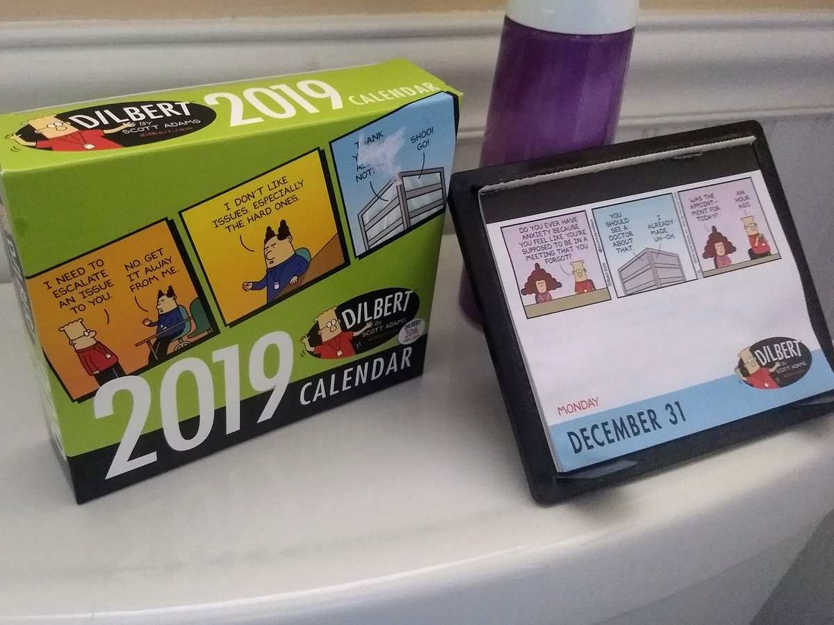 As one ends a new one begins. It's that magical day where the old  <a href="/dilbertstrip/">Dilbert</a> bathroom calendar gets replaced with the new. #HappyNewYear2019