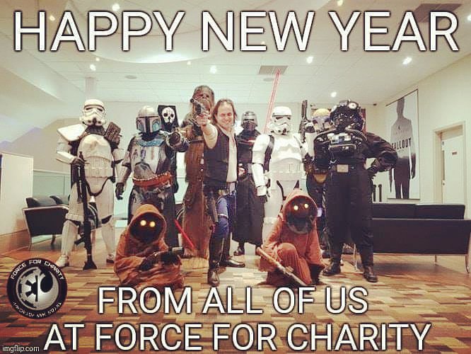 We have had a fantastic 2018! Raised lots of money for loads of people who need it! Here's to all of you having a safe and happy New Year! From everyone at Force For Charity we thank you for your support! #NewYears #StarWars #ForceForChairty #charitytuesday #NewYearsEve #newyear