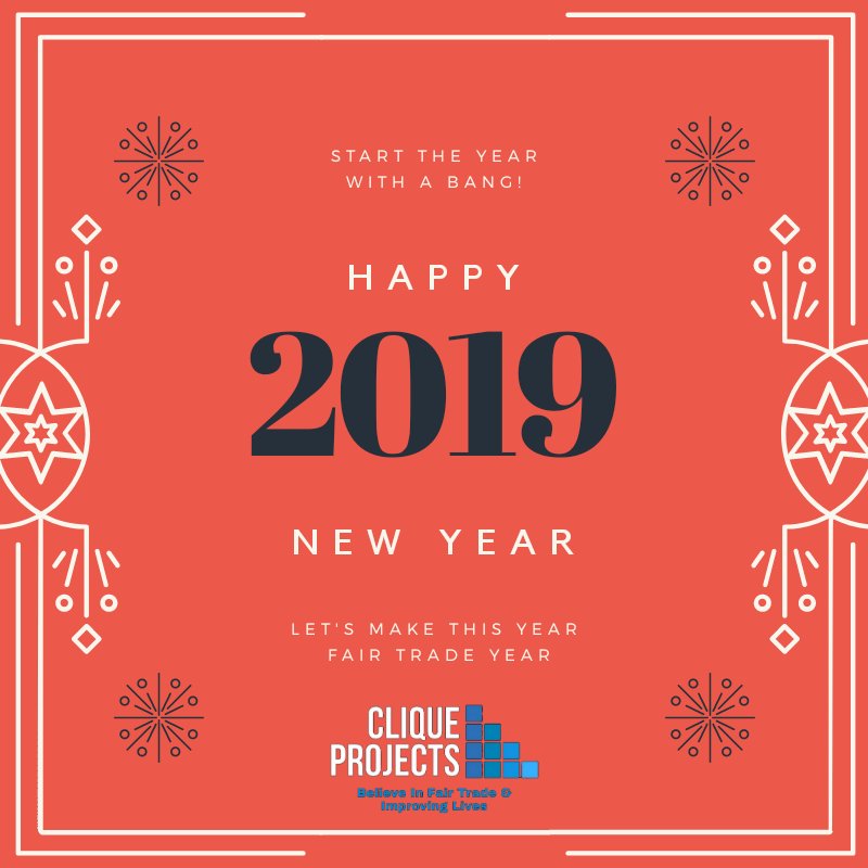 project_clique's tweet photo. Wishing you all a happy new year. Thank you for your support and commitment to the #FairTrade movement.

Let's make 2019 another year of many victories for equality and justice!

#HappyNewYear #TradeFairLiveFair https://t.co/8l4XnOYrgN