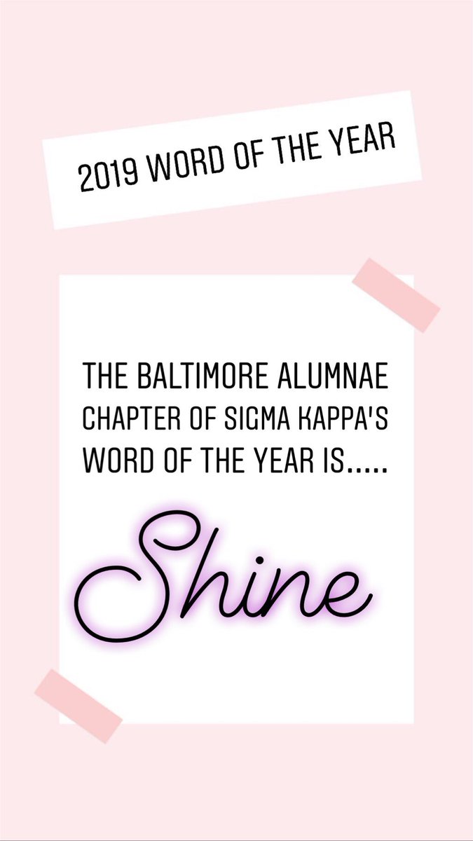 SKBaltimoreAlum's tweet photo. We’re back in action on Twitter! Our 2019 #WordOfTheYear is #Shine! We are going to shine by connecting more with all of you! #SigmaKappaAlumnae https://t.co/iWruvr6MKp