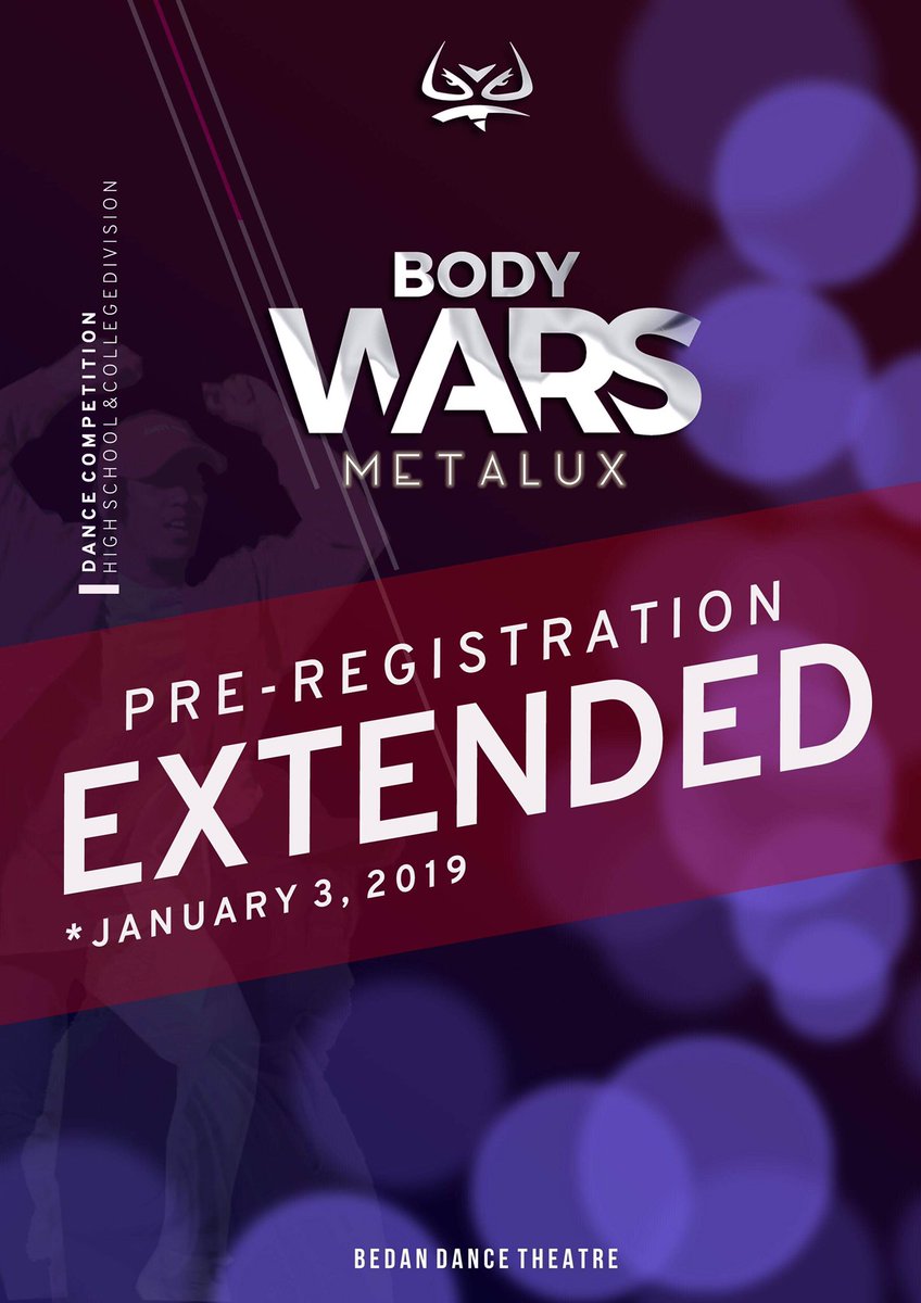 BDT_SanBeda's tweet image. Pre-Registration for BODY WARS 2019: METALUX is EXTENDED until JANUARY 3, 2019! Just submit your entries here: docs.google.com/forms/d/e/1FAI…

It’s not too late! We hope to see you at the 2nd General Assembly on Jan 5, 2019! 

For more inquiries, please contact us at 0977 019 8601 #RSSL