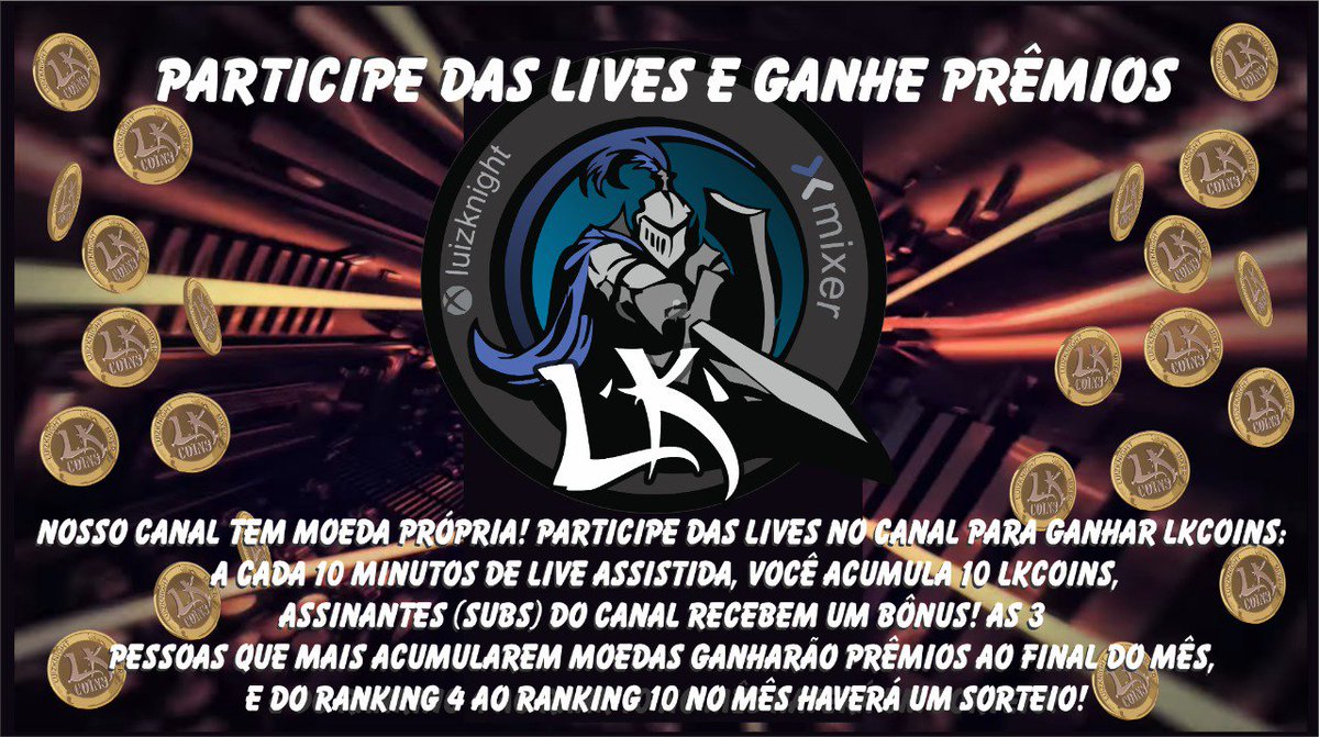 Luizknight's tweet photo. Foram definidos os prêmios pras LKcoins do mês no canal:
1º Lugar: Assassins Creed Odyssey
2º Lugar: Gift card 50 R$
3º Lugar: Dead Cells
4º ao 10º lugar no mês será sorteado um Devil May Cry: Special Edition! Lembrando que esse mês haverá sorteio de lkcoins a cada hora de live! https://t.co/CdTbgO2sBx