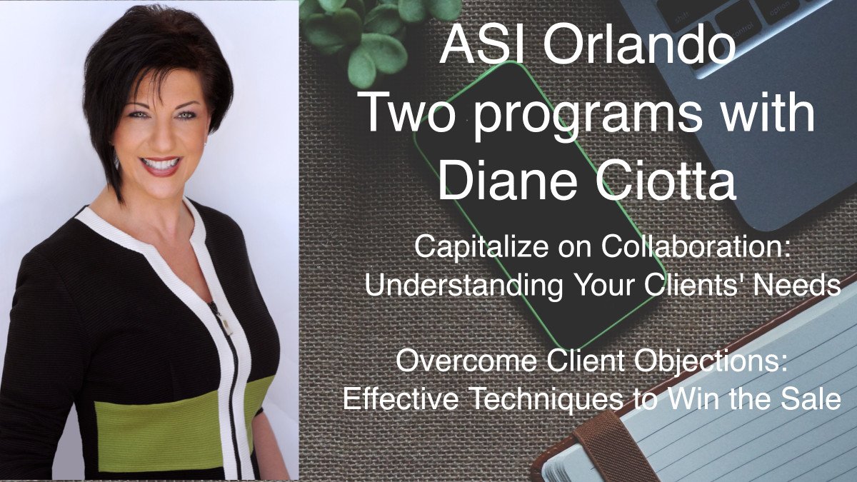 DianeCiotta's tweet photo. The time to sell is when you can meet a need- I’ll meet your need to be more comfortable with selling #ASIOrlando #salesexperts #promotionalproducts #specialtyitems https://t.co/3usHbHvjPe https://t.co/OjCSQ4x95J