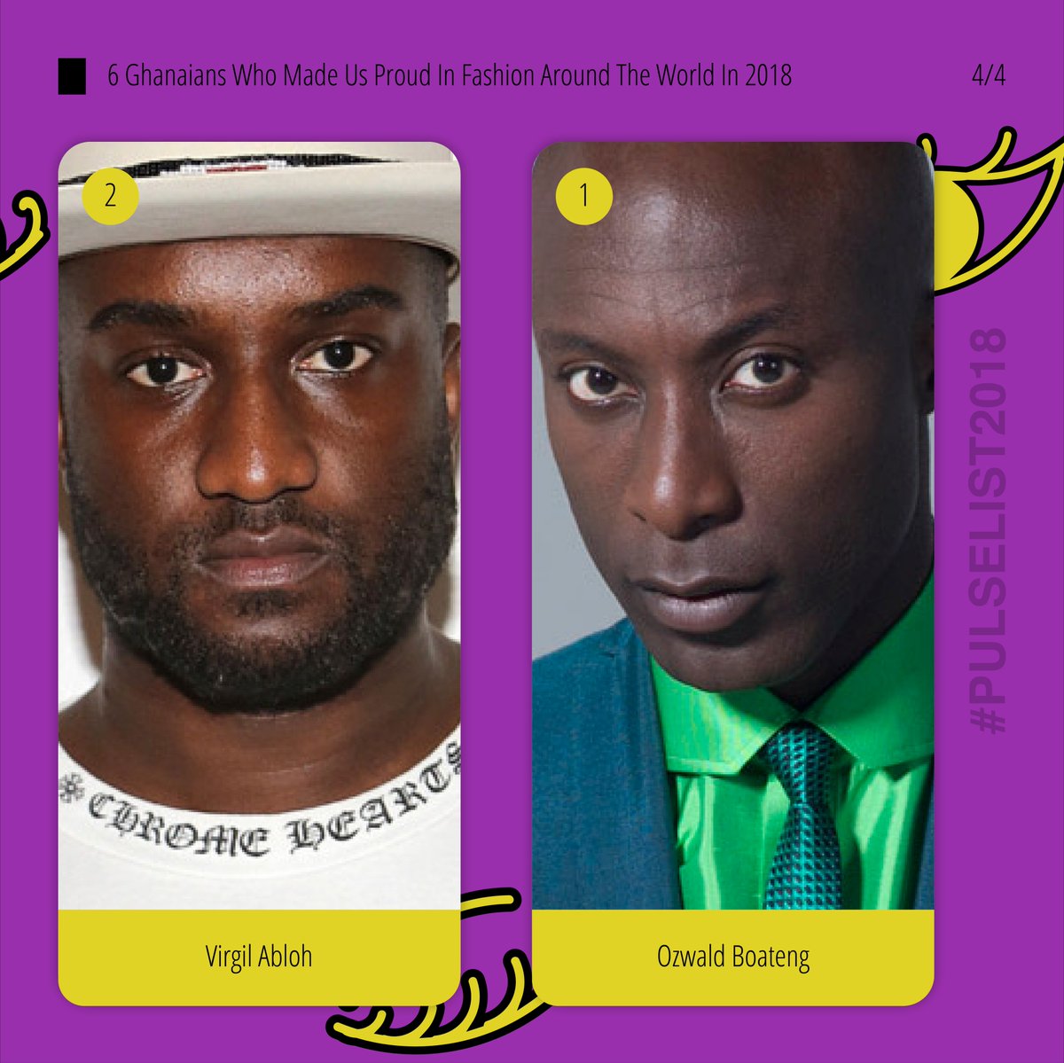 PulseGhana's tweet photo. We stun these black fashion creatives who kept the 'Black Star' shinning in 2018 around the globe!
Here are 6 Ghanaians who made us proud in fashion around the world in 2018.
#PulseGhana #PulseList2018 #Fashion #Worldwide https://t.co/oG2nHxALEm