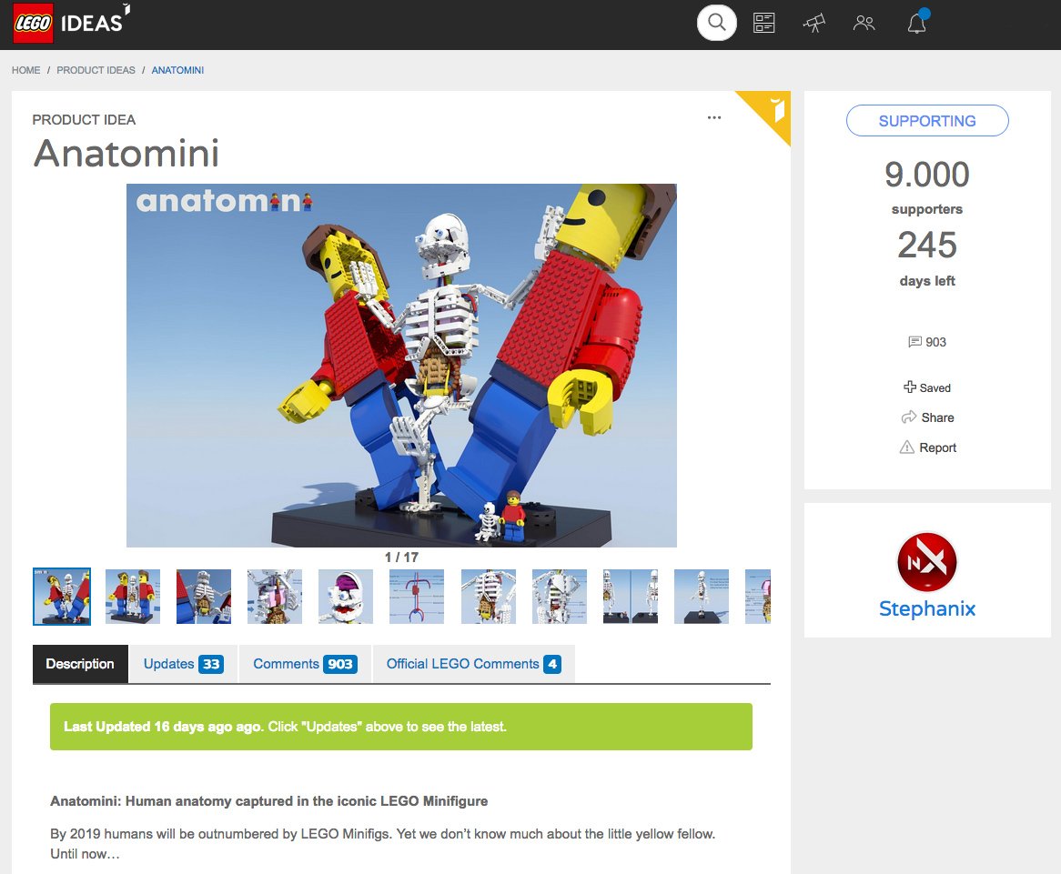 stephanix3D's tweet photo. And #anatomini has entered 2019 with 9.000 votes!
245 days left to get those last 1.000 votes!
It's hard work; retweets are more than welcome to make this into a real LEGO-set!
Pls vote @LEGOIdeas : https://t.co/YmwHFPfk7i https://t.co/IXA825pv05