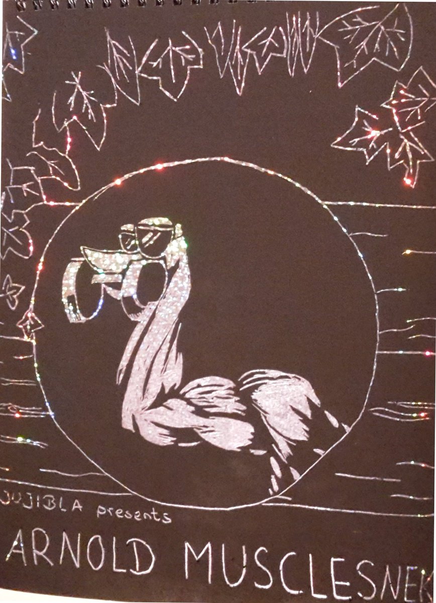 sternianna's tweet photo. Arnold Muscle Snek von @JujiBla aus dem #Inktober Malbuch mit Glitzerkratzpapier passend zu den @JuVenturesGame #Jucolor #moreglitter #niewiederoderdoch https://t.co/8xQ2L0Y4Da