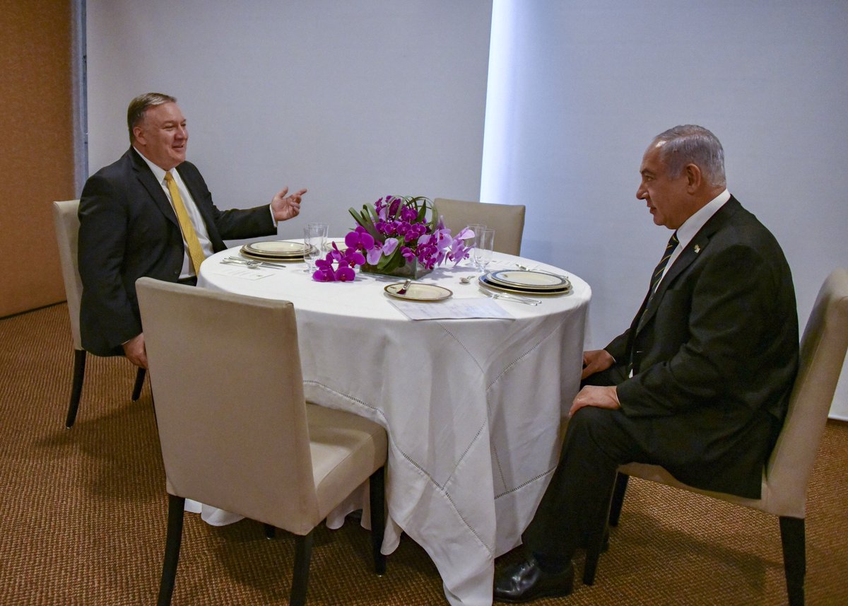 U.S. Secretary of State Michael R. Pompeo meets with Israeli Prime Minister Benjamin Netanyahu in Brasilia, Brazil, January 1, 2019.