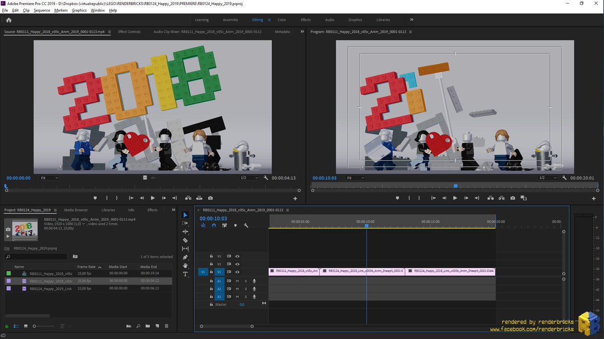 2019 starts with a delayed animation. My days are fragemented into too many '#LEGO®-parts'. In the meantime @SheepItRF is crunching the frames and all this will take time for additional sound effects. #sfx #b3d #AdobePremiere